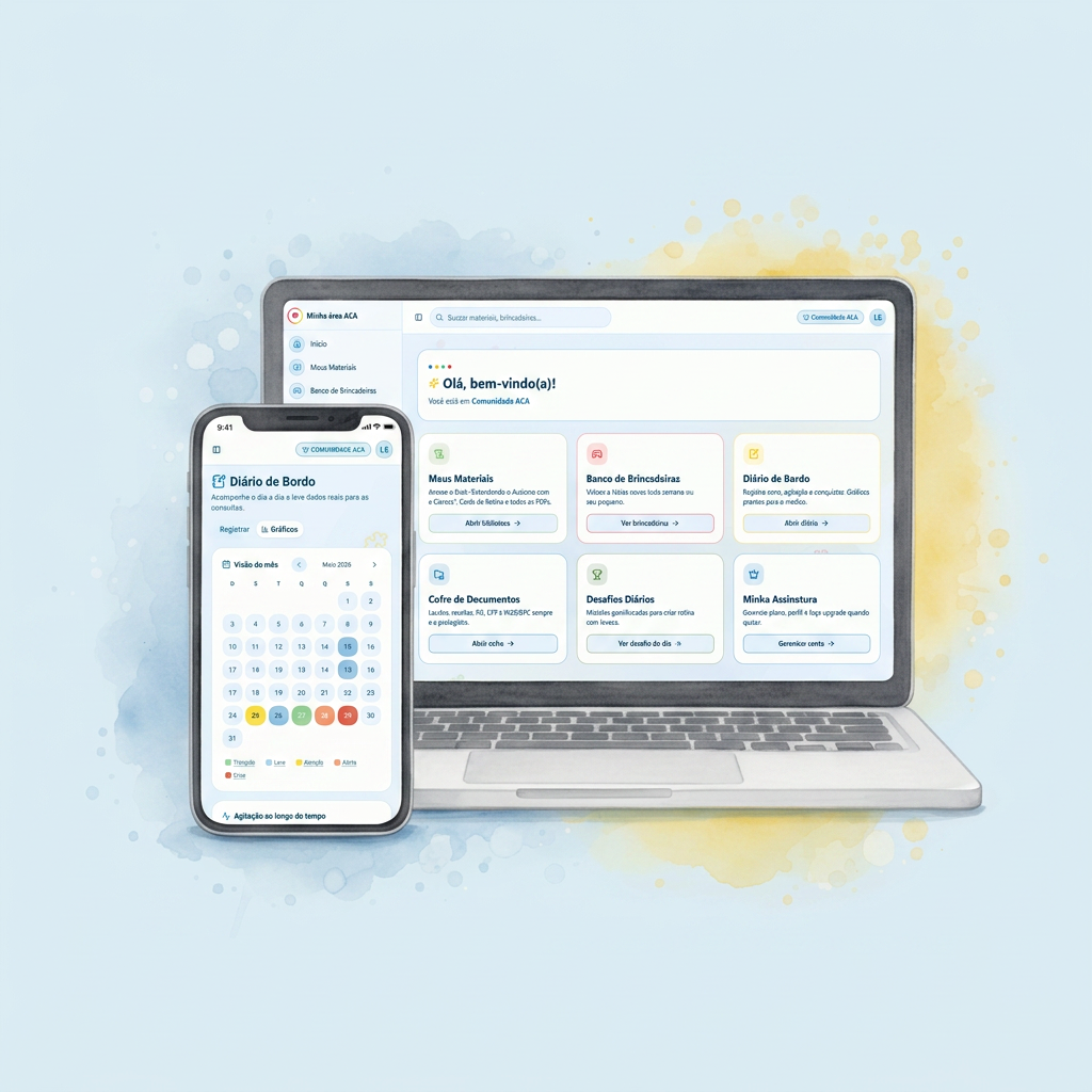 Método ACA em ação: painel completo no notebook e Diário de Bordo no celular